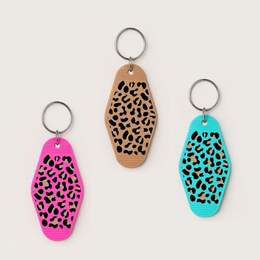 Cheetah Print Motel Keychain
